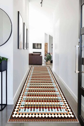 on the clouds Geometric Tile Patterned Colorful Carpet - Digital Printing, Washable Non-Slip Base