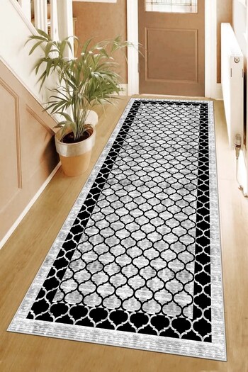 on the clouds Ottoman Geometric Patterned - Digital Printed Non-Slip Carpet