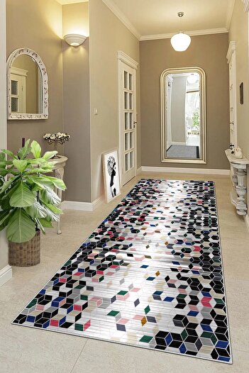 on the clouds Digital Printed and Washable Honeycomb Patterned Modern Living Room Carpet and Runner
