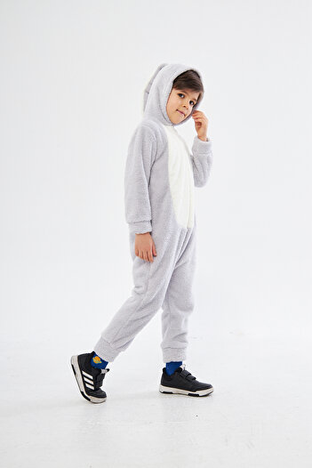 LORIAN'S Animal Figured Rabbit Welsoft Plush Children's Jumpsuit