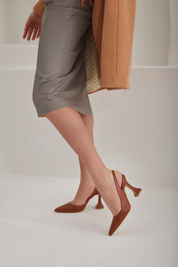 AYAKKABI PRENSİ Lydian Tan Matte 8 cm Women's Stiletto, High Heels