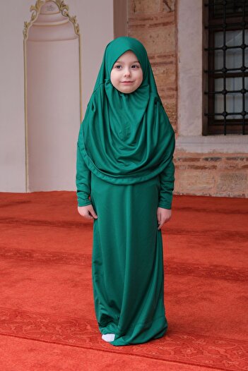 LOCCO Çocuk Namaz Elbisesi Zümrüt Yeşil