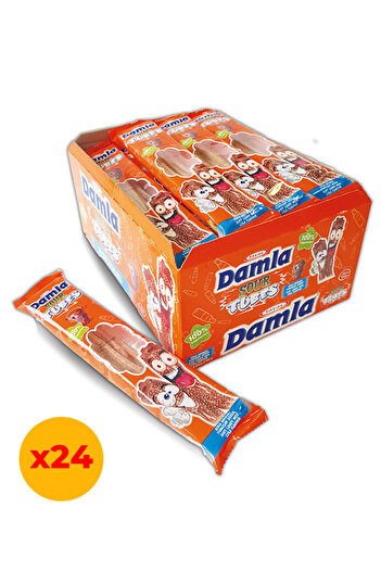 TAYAŞ 30 Gr X 24 Pieces Damla Sour Tubes - Licorice Coloured Gel Sugar Bag