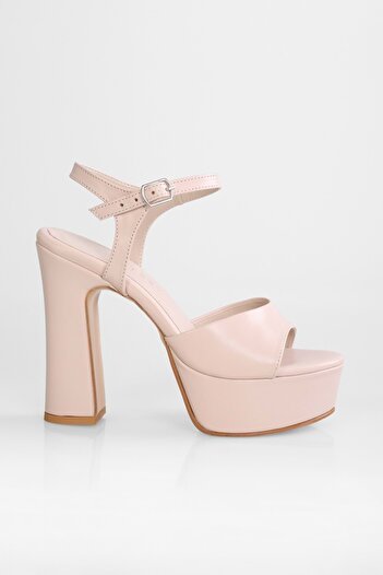 Shoeberry Women's Alyysa Nude Skin Platform Heeled Shoes