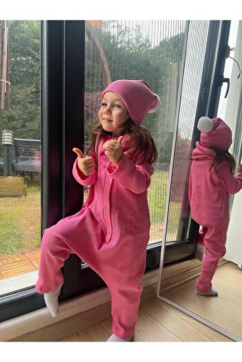 bohemiankids baby wear Pink Camisole Beret Neck Collar Set Jumpsuit