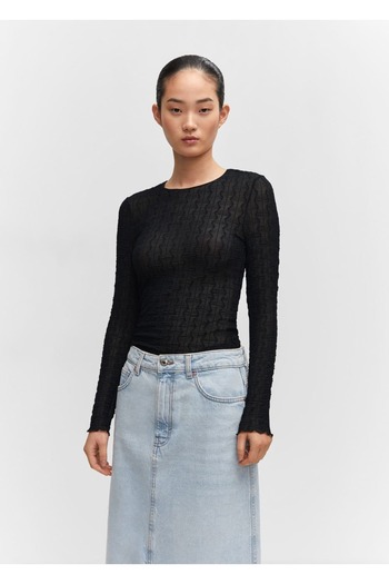 MANGO Woman Ruffle long-sleeved T-shirt