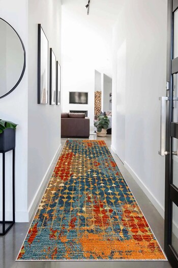 on the clouds Geometric Patterned and Tie-Dye Colored Living Room Carpet - Washable Non-Slip Base and Runner