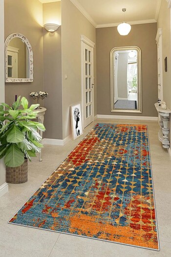 on the clouds Geometric Patterned and Tie-Dye Colored Living Room Carpet - Washable Non-Slip Base and Runner