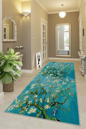 on the clouds Van Gogh Almond Blossoms Patterned - Washable Digital Printing, Modern Living Room Carpet and Floor Mat
