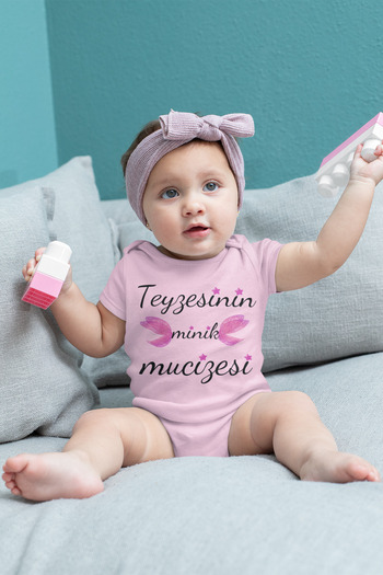 ADABEBEK Aunt's Mink Love Printed Short Sleeve Snap Bodysuit