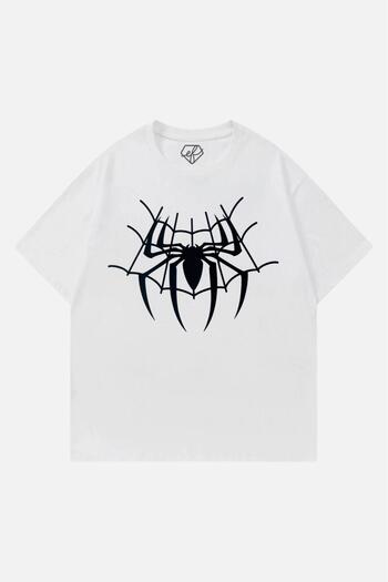 EFBUTİK White Unisex Spider Web T-Shirt