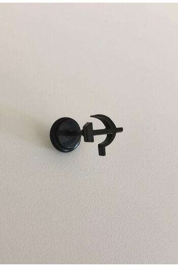Bylin 1 Piece Black Sickle Earrings - 100% 316 L Surgical Steel, Piercing Men's Earrings