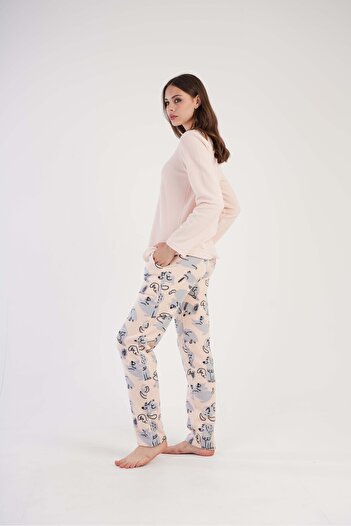 VİENETTA Vienetta AW24 3040470303 - Kadın Uzun Kol Polar Pijama / Pembe