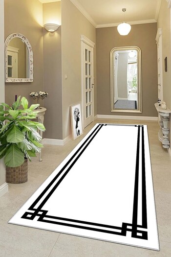 on the clouds Geometric Patterned Digital Printed - Washable Non-Slip Based Living Room Carpet and Runner
