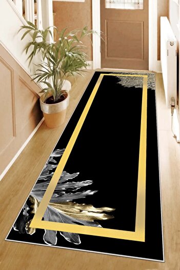 on the clouds Tropical Leaf Patterned - Non-Slip Based and Washable Living Room Carpet and Runner