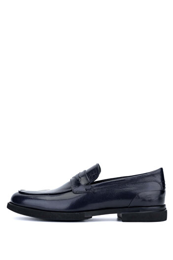 Tamer Tanca Men's Genuine Leather Navy Blue Loafers