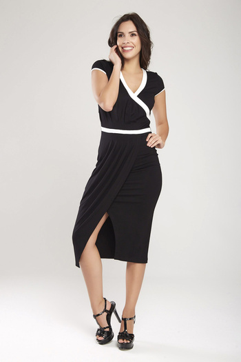 Laranor Gather Detailed Double Breasted Collar Dress