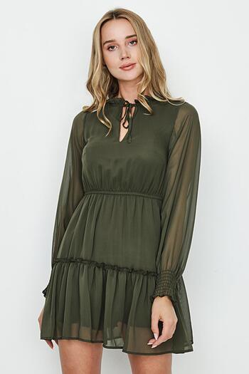 Select Moda Γυναικείο φόρεμα σιφόν με μπαλόνι μανίκι