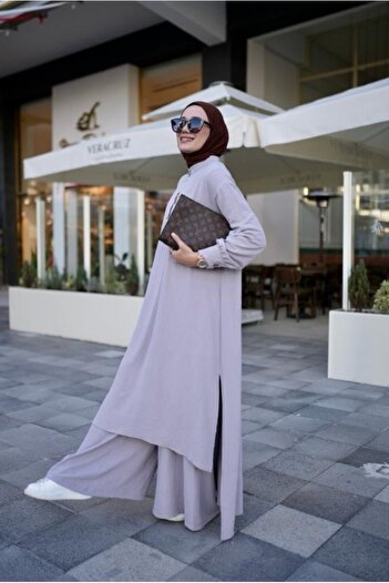 NS Moda Tesettür Saye Takım Gri Model-509