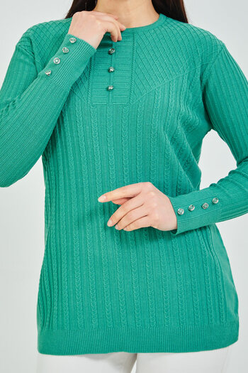 Stilmony Mother Sweater Green Mercerized Flexible Lycra Blouse Sweater