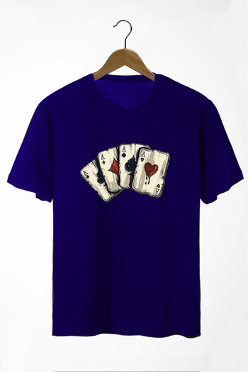 Pasage Azurco Oversize Playing Card Printed Black Dark T-shirt