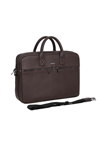 Cambridge Polo Club Faux Leather Brown Color Briefcase - 3 Compartments, Model 50073Plevr