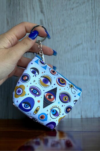 TAKIŞTIR Blue Color Eye Figure Wallet/ Keychain