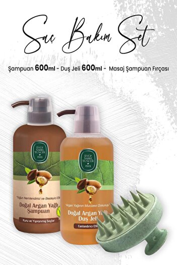 Eyüp Sabri Tuncer Green Argan Oil Shower Gel and Massage Shampoo Brush - 600 Ml