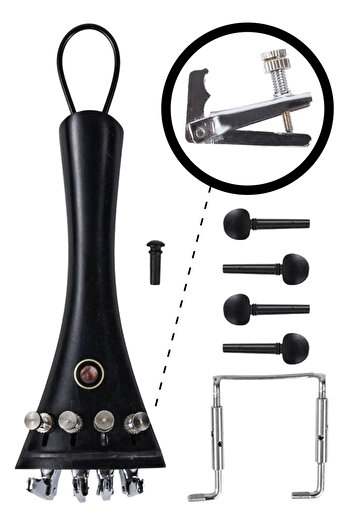 Midex VCA Pack-1 Σετ Μαύρο Έβενο Αξεσουάρ για Βιολί (Μασίφ ουρά Καρφίτσας Ουράς)