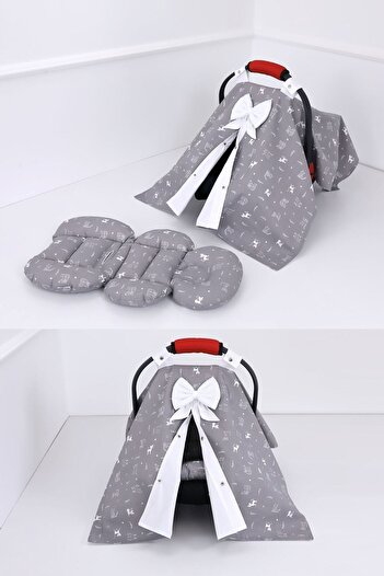 Umaybebek Stroller Cover Stroller Cushion 2 Pieces - Waist Support - Cat Pattern