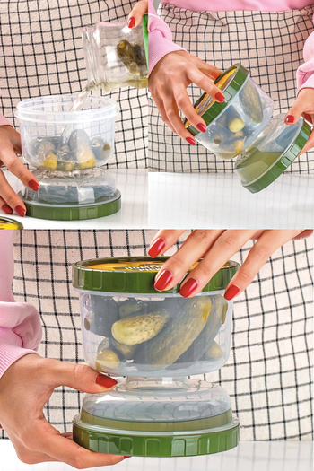 Porsima 02 1391 2-Piece Hourglass Olive Bowl with Strainer - 2-Piece Olive Pickle Storage Container Gray