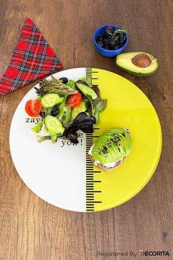 Decorita Glass Diet Plate| Glass Presentation Plate| The Taste of Slimming| Diameter 32cm
