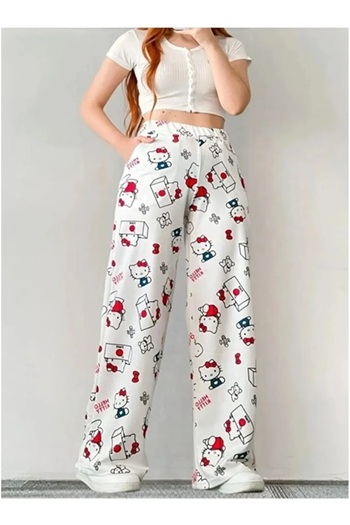 Machi Λευκό Hello Kitty Cat φαρδύ παντελόνι