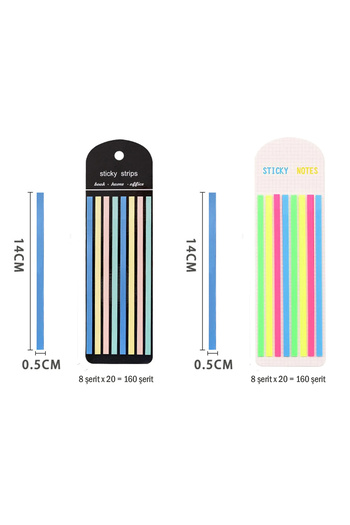 Vox Art 160 Strips Postit Set of 2 - 8 Colors Phosphorescent and Pastel