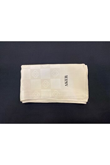 Aker New Checkerboard Patterned Cream Monogram Shawl - 912