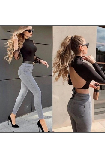 CurcunaShop Women's High Waist Skinny Leg Lycra Denim Skinny Leg Jeans