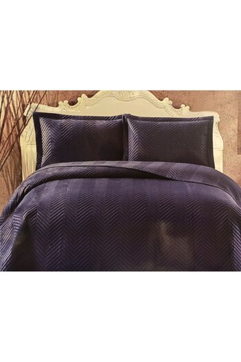 Royal Home Taksim Velvet Single 2 Piece Bedspread Set Indigo