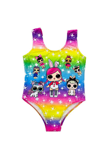 MODERN ASIR Girls' Sea Pool Beach Unicorn Rainbow Swimsuit Graffiti Comfortable Fast Drying