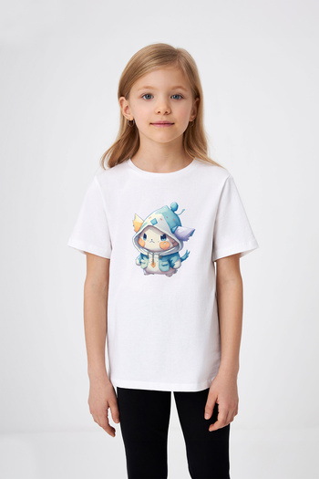 ADABEBEK Anime Rabbit Printed Girl's T-Shirt with Hat