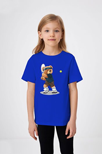 ADABEBEK Tennis Player Teddy Bear Girl's T-shirt