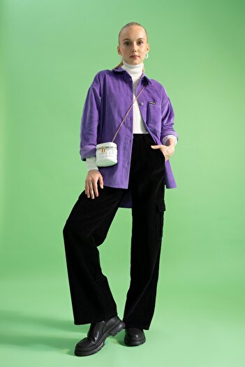 DeFacto Cool Cargo Pocket Wide Leg Velvet 100% bavlna kalhoty Y9874az22wn