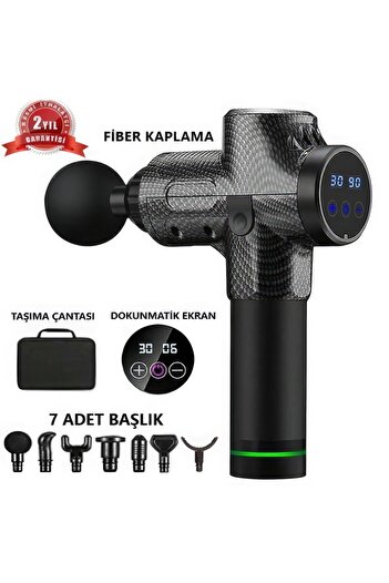 Everest EV-MT51 Dijital Karbon Fiber/Siyah 2500 mAh Kablosuz dokunmatik Profesyonel masaj aleti