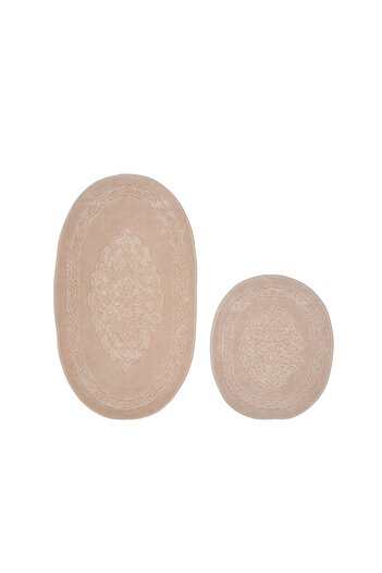 Alanur Home Alanur Damaks Oval Cotton Σετ Τουαλέτας Μπάνιου 2 τεμαχίων Βιζόν