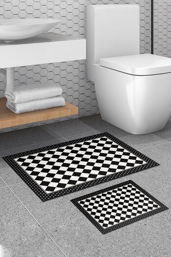 Alanur Home Alanur Trend Non-Slip Base Digital Bathroom Set Black