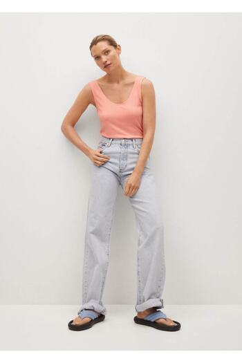 MANGO Woman Γυναικείο Coral Red Strappy Casual Top