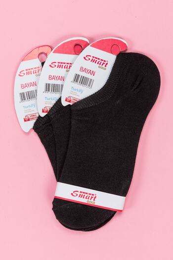 Line Smart 3-Piece Women's Cotton Summer Snekers Black Socks