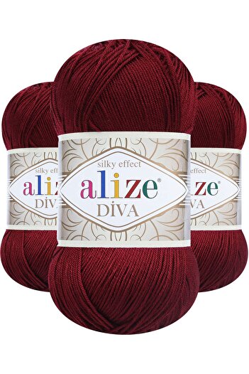 Alize Diva 57 (μπορντό) Amigurumi Πλεκτό Σχοινί Χεριού 5 Τεμάχια