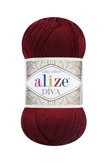 Alize Diva 57 (μπορντό) Amigurumi Πλεκτό Σχοινί Χεριού 5 Τεμάχια