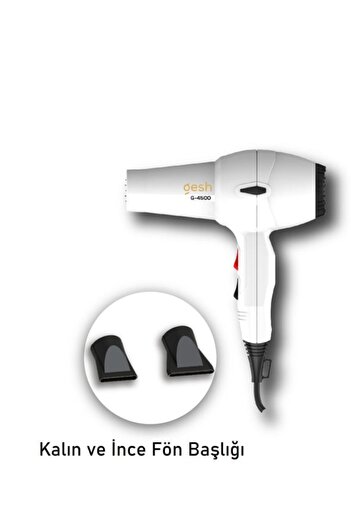 Gesh White G-4500 Professional Blow Dryer 2500 Watt - Hairdresser Type - Hair Dryer