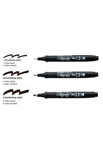 artline Ergoline Calligraphy Pen Black Set of 3 1.0-2.0 -3.0